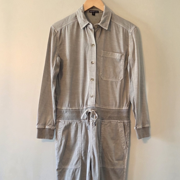 James Perse Mixed Media Utility Jumpsuit Sergeant Drawstring Waist Size Small - Picture 6 of 16